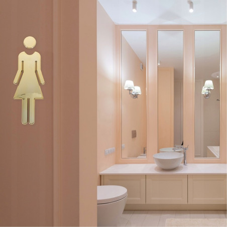 Znak Toaleta WC symbol męski i damski 20 cm – złoty zestaw oznaczeń