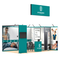 Zestaw targowy stoisko Vector Stand 15 m² lada i podwieszenie LED - nowoczesne i modułowe stoisko targowe