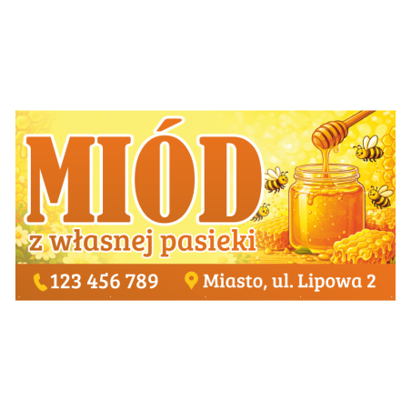 Gotowy baner reklamowy 2x1m wzór do edycji MIÓD – szybka promocja