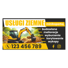 Gotowy baner reklamowy 2x1m wzór do edycji USŁUGI ZIEMNE – szybka promocja