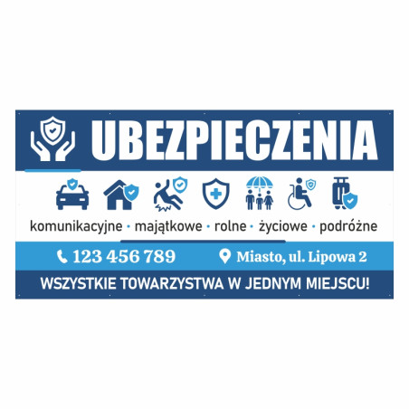 Gotowy baner reklamowy 2x1m wzór do edycji UBEZPIECZENIA – szybka promocja