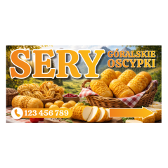 Gotowy baner reklamowy 2x1m wzór do edycji SERY GÓRALSKIE – szybka promocja