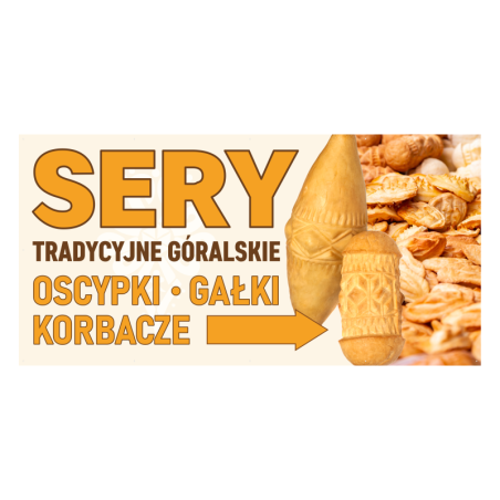 Gotowy baner reklamowy 2x1m wzór do edycji SERY GÓRALSKIE OSCYPKI – szybka promocja