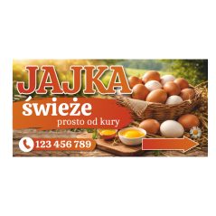 Gotowy baner reklamowy 2x1m wzór do edycji SPRZEDAŻ JAJEK – szybka promocja