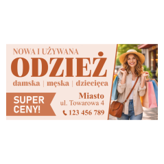 Gotowy baner reklamowy 2x1m wzór do edycji SKLEP ODZIEŻOWY – szybka promocja