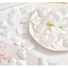 Serca do dekoracji materiałowe 60 szt 3,2x2,2 cm białe - rękodzieło i dekoracja uroczystości