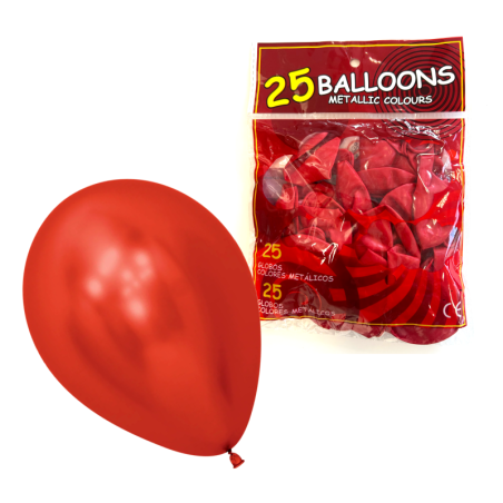 Lateksowe balony 10-calowe kpl 25szt ok. 25 cm czerwone - dekoracja uroczystości