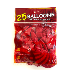 Lateksowe balony 10-calowe kpl 25szt ok. 25 cm czerwone - dekoracja uroczystości