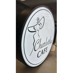 Podświetlany kaseton semafor koło 50 cm – dwustronna ekspozycja logo