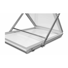 Składany aluminiowy stojak na ulotki A4 Z-shape 6 półek dwustronny z walizką SOLID – mobilna wystawka