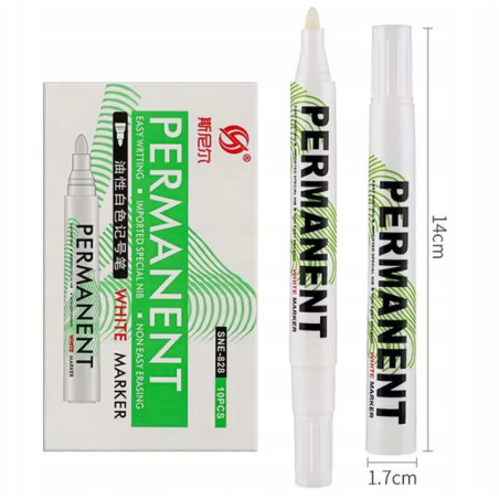 Biały marker permanentny wodoodporny 14 cm - do wszystkich powierzchni