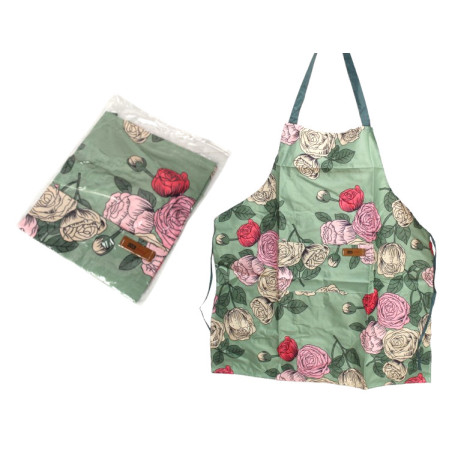 Fartuch kuchenny 70×64 cm w kwiaty – ochrona i styl w kuchni
