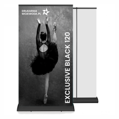 Ekskluzywna czarna kaseta roll-up Premium 120x200 cm blockout 330g z torbą – elegancka prezentacja