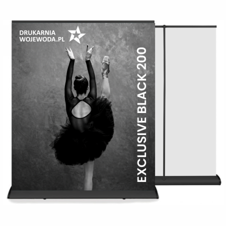 Ekskluzywna czarna kaseta roll-up Premium 200x200 cm z torbą – elegancka prezentacja