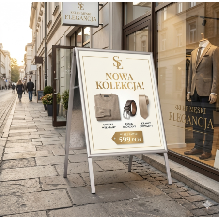 Aluminiowy potykacz OWZ B2 dwustronny 70,7 x 50 cm – skuteczna reklama