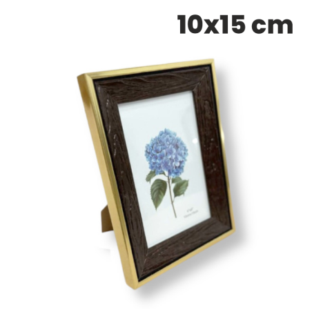 Ramka na zdjęcie ciemne drewno ze złotą ramką 15×10 cm (4''×6'')