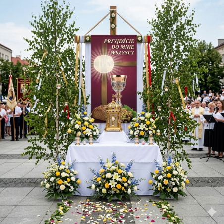 Ołtarz Baner na Boże Ciało 100x200 cm – trwały, z możliwością edycji tekstu wzór 11