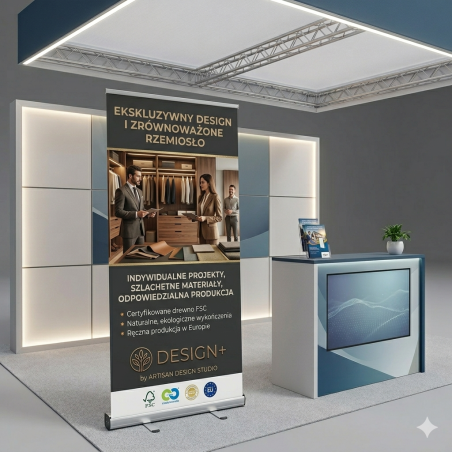 Mocna aluminiowa kaseta roll-up Strong 85x200 cm blockout 330g z torbą – idealny na targi