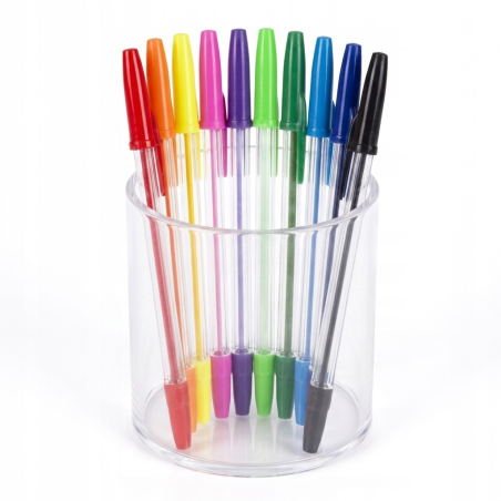 Długopisy kolorowe tradycyjne 16 cm – komplet 10 szt. w folii