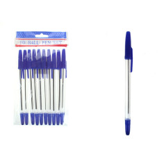 Długopisy niebieskie tradycyjne 16 cm – komplet 10 szt. w folii