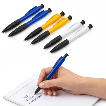 Długopisy z niebieskim wkładem 13 cm – komplet 6 szt