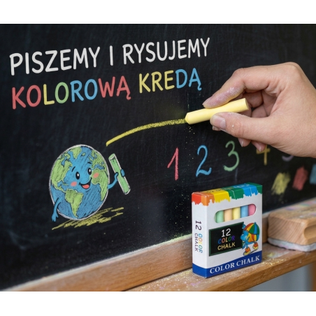 Kreda tablicowa KOLOR – zestaw 12 szt. w kartoniku 8×6×2 cm