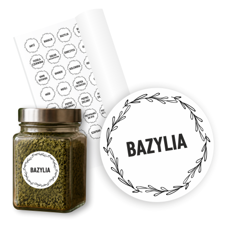 Etykiety samoprzylepne / naklejki na przyprawy, zioła i produkty 38 mm – zestaw 154 szt