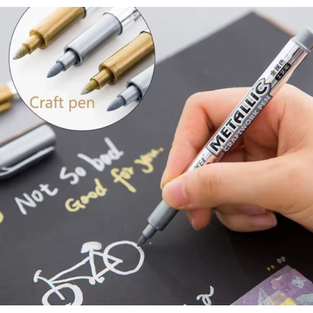 Marker METALICZNY z cienką końcówką 14 cm SREBRNY