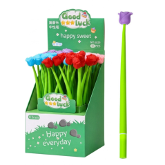 Długopis silikonowy RÓŻA żelowy z czarnym wkładem 0,5 mm 22 cm