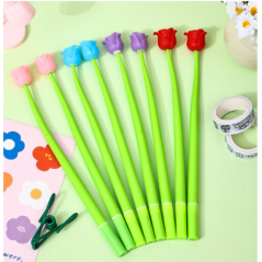 Długopis silikonowy RÓŻA żelowy z czarnym wkładem 0,5 mm 22 cm