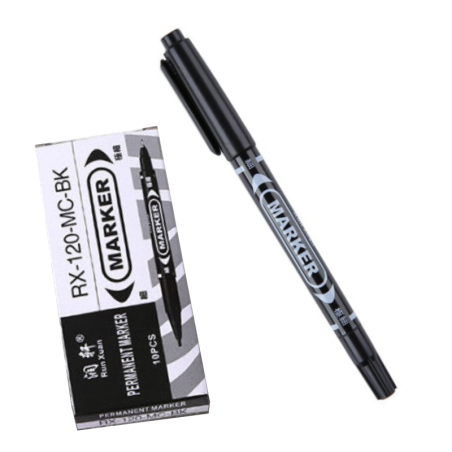 Marker dwustronny CZARNY 14 cm