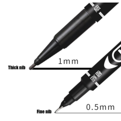 Marker dwustronny CZARNY 14 cm