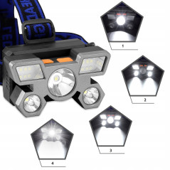 Latarka czołowa 9 LED USB A6614 8,5×4,5×5 cm