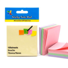 Karteczki NOTES samoprzylepne KWADRAT 7,6 × 7,6 cm – 100 szt. MIX KOLORÓW