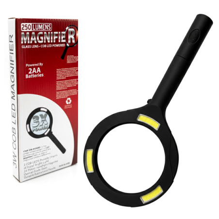 Duża Lupa MAGNIFIER 250 lumenów 3x z podświetleniem COB LED 24 × 11 cm