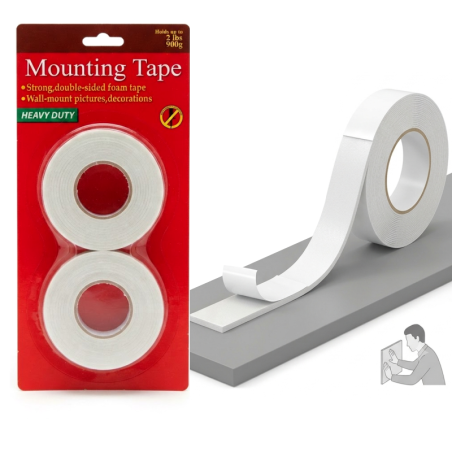 Taśma montażowa piankowa dwustronna 220 × 1,6 cm × 2 mm – komplet 2 szt.