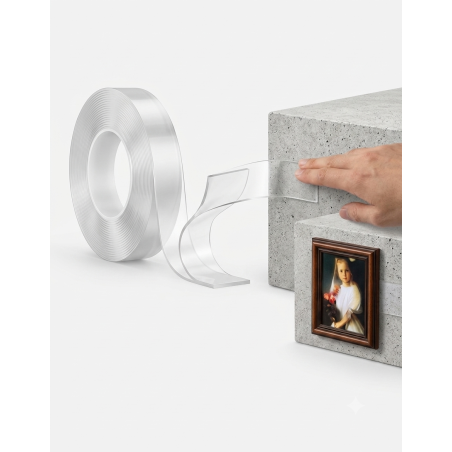Taśma samoprzylepna montażowa dwustronna transparentna 3 m × 18 mm × 1 mm