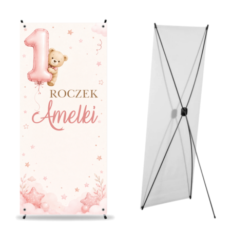 X-Baner 80x180 cm Compact – dekoracyjny stojak na roczek dziewczynki