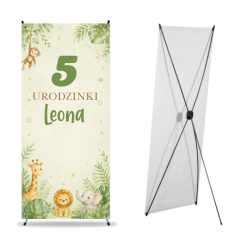 X-Baner 80x180 cm Compact – dekoracyjny stojak na urodzinki chłopca Safari