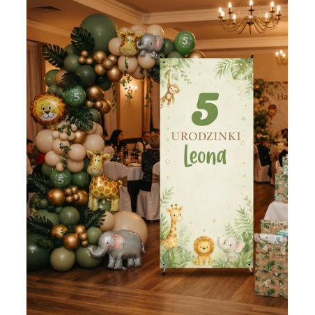 X-Baner 80x180 cm Compact – dekoracyjny stojak na urodzinki chłopca Safari