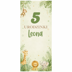 X-Baner 80x180 cm Compact – dekoracyjny stojak na urodzinki chłopca Safari