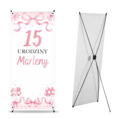 X-Baner 80x180 cm Compact – dekoracyjny stojak na urodzinki dziewczynki Kokarda