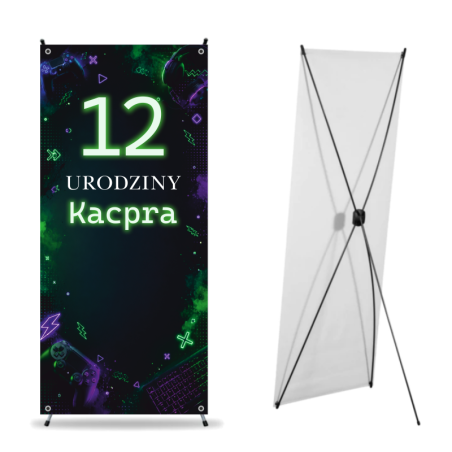 X-Baner 80x180 cm Compact – dekoracyjny stojak na urodzinki chłopca Gamer