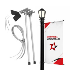 Maszt uliczny XL do flag 80 cm stalowy uchwyt + opaska – montaż na latarniach