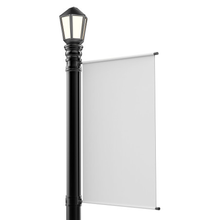 Maszt uliczny XL do flag 80 cm stalowy uchwyt + opaska – montaż na latarniach