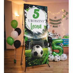 X-Baner 80x180 cm Compact – dekoracyjny stojak na urodzinki chłopca Piłka