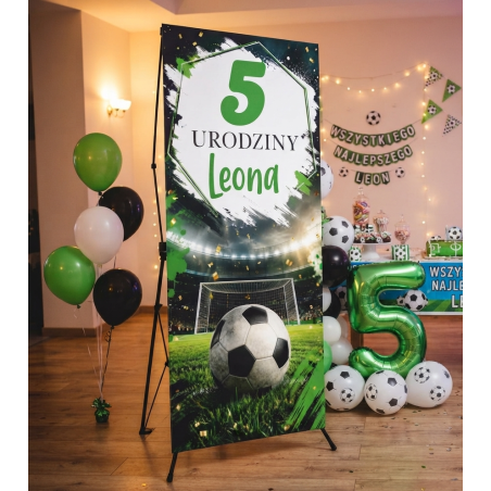 X-Baner 80x180 cm Compact – dekoracyjny stojak na urodzinki chłopca Piłka