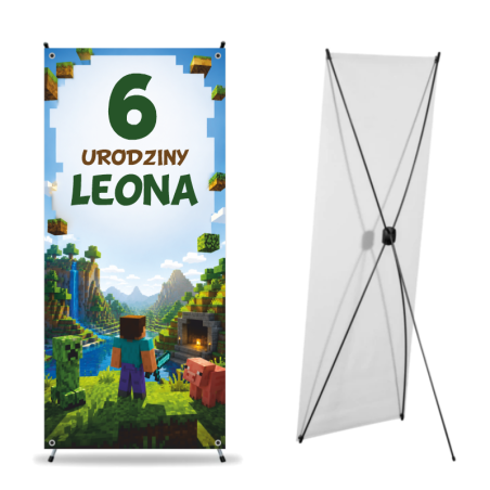 X-Baner 80x180 cm Compact – dekoracyjny stojak na urodzinki chłopca Kwadratowe bloki