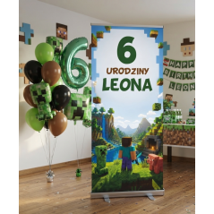 X-Baner 80x180 cm Compact – dekoracyjny stojak na urodzinki chłopca Kwadratowe bloki