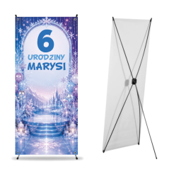 X-Baner 80x180 cm Compact – dekoracyjny stojak na urodzinki dziewczynki Zamek z lodu